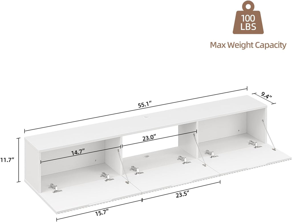 White Floating Storage TV Stand
