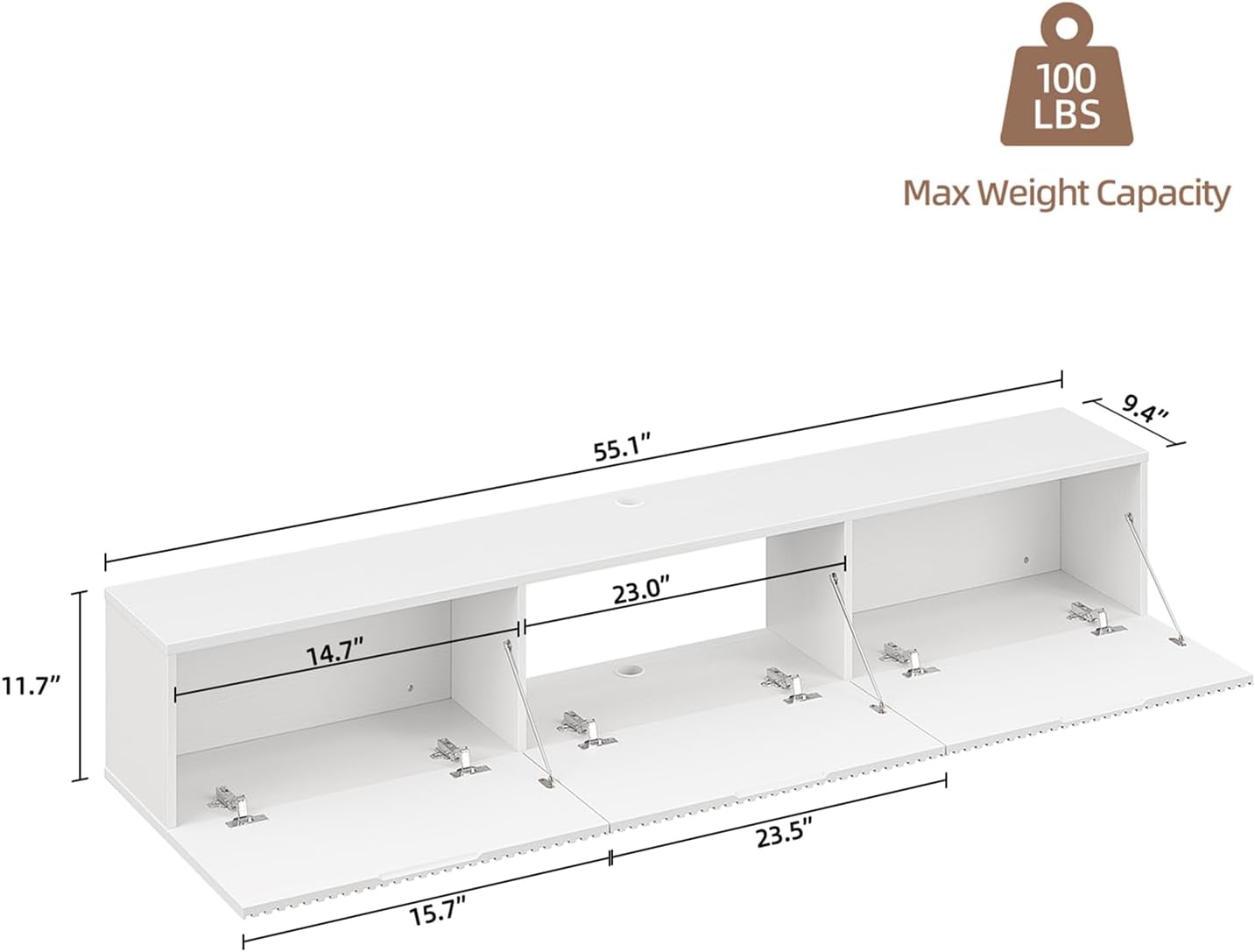 White Floating Storage TV Stand