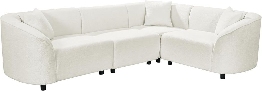 Beige Boucle Curved L-Shaped Sectional