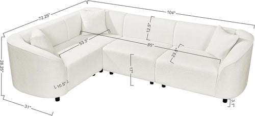 Beige Boucle Curved L-Shaped Sectional