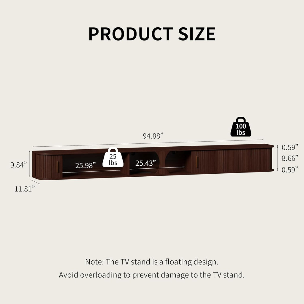Walnut RGB Fluted Floating TV Stand