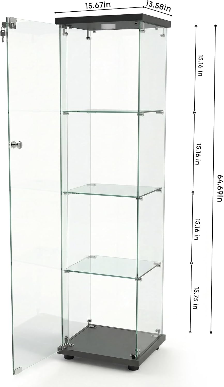 Black LED Glass Curio Cabinet