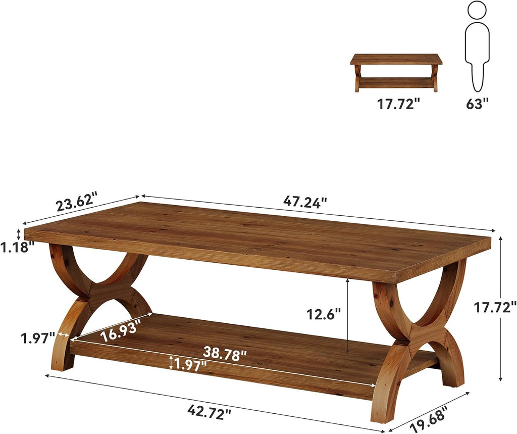 Wood Rectangle Storage Coffee Table
