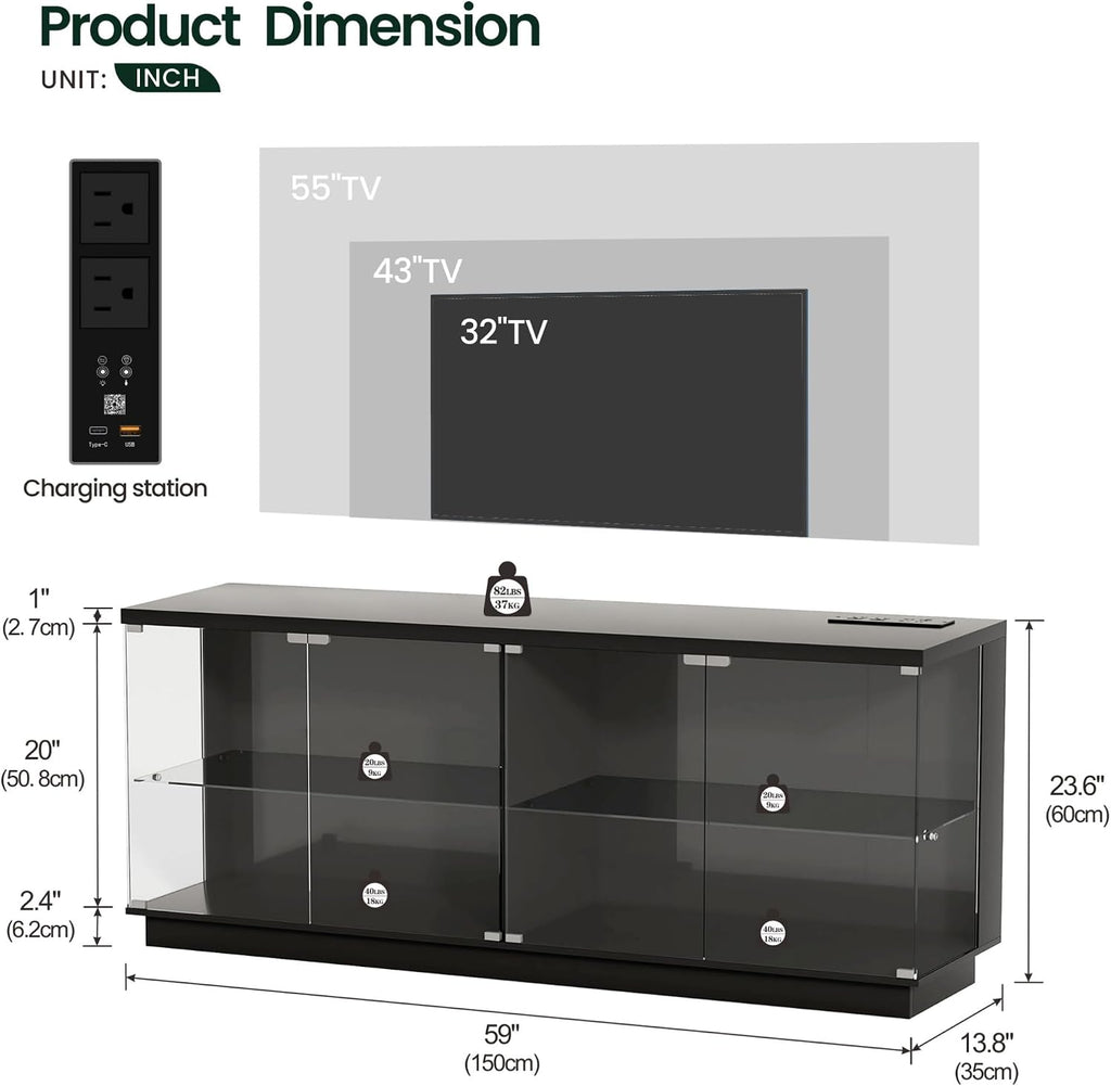 Black RGB Glass Display Cabinet