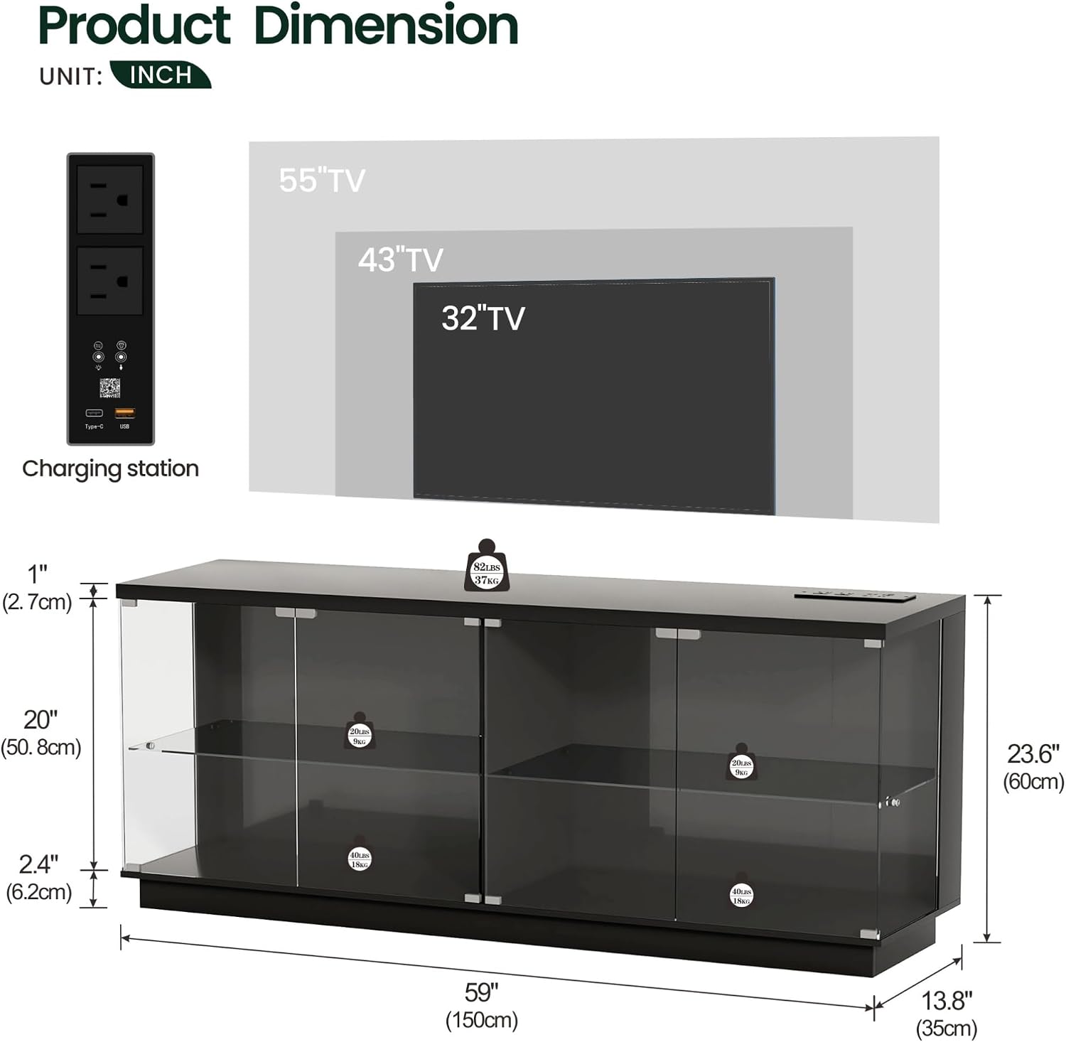 Black RGB Glass Display Cabinet
