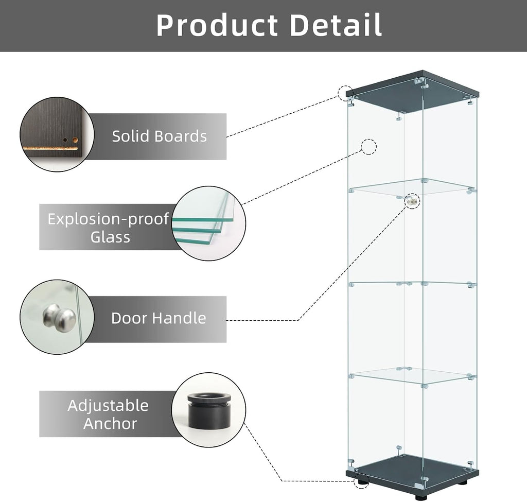 Black Lock Glass Display Cabinet