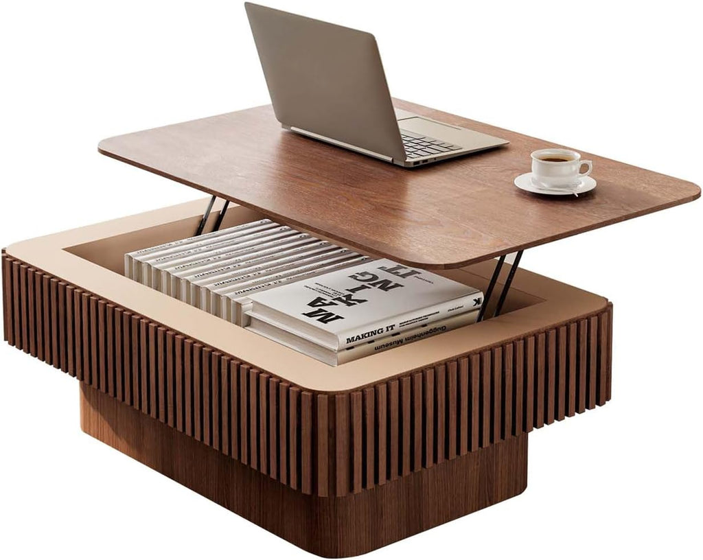 Fluted Lift Top Storage Coffee Table