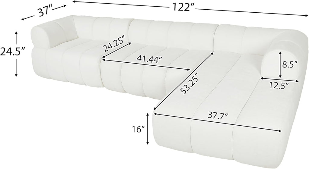 White Boucle L-Shaped Cloud Sectional