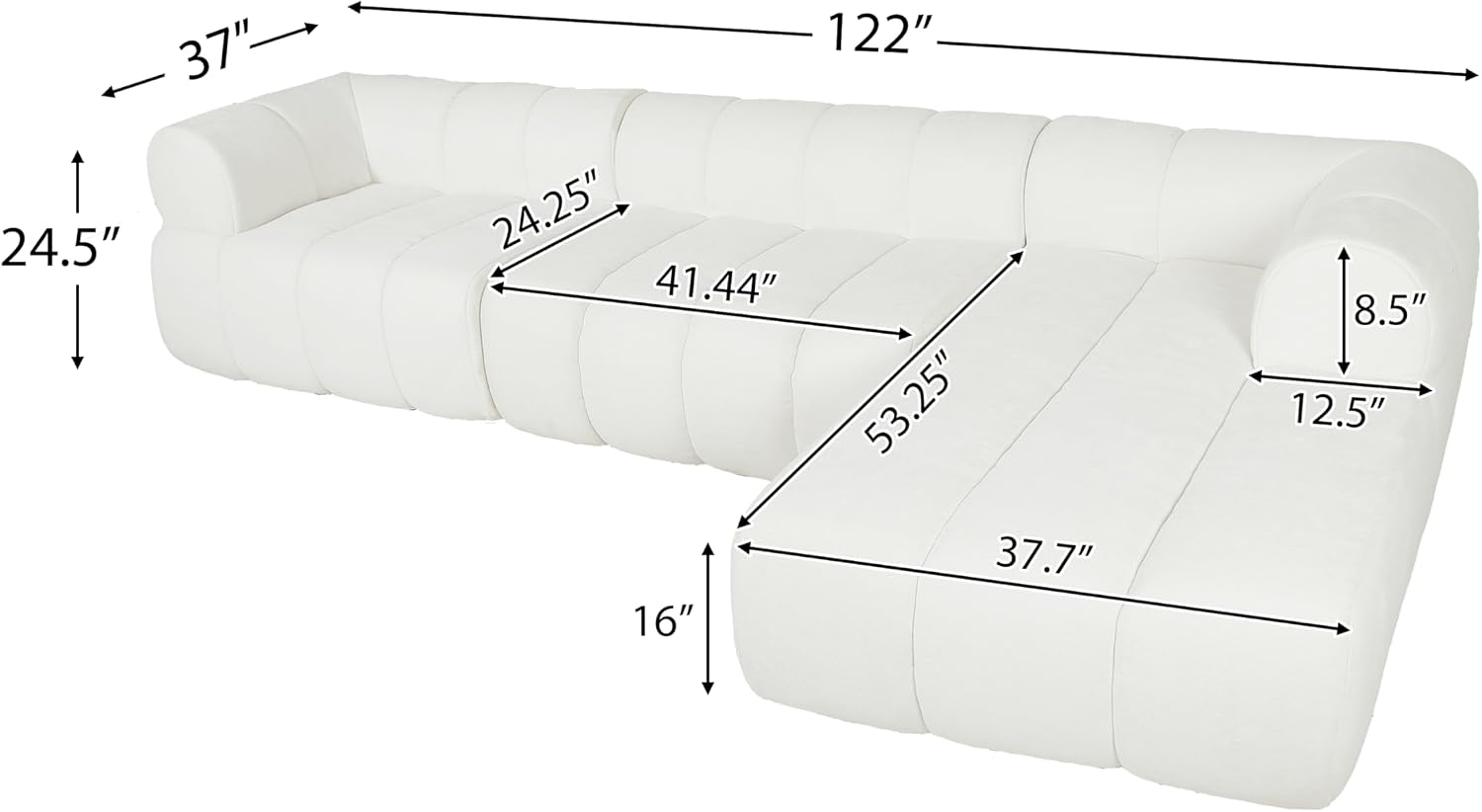 White Boucle L-Shaped Cloud Sectional