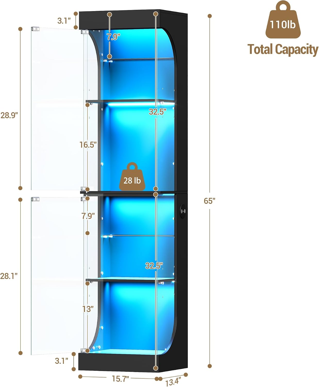 Black RGB Sensor Display Cabinet