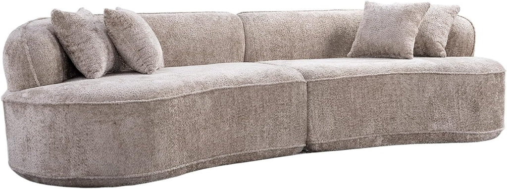Camel Curved Boucle Modular Sofa