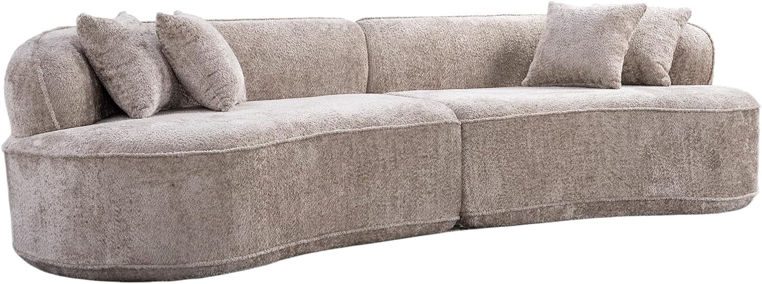 Camel Curved Boucle Modular Sofa