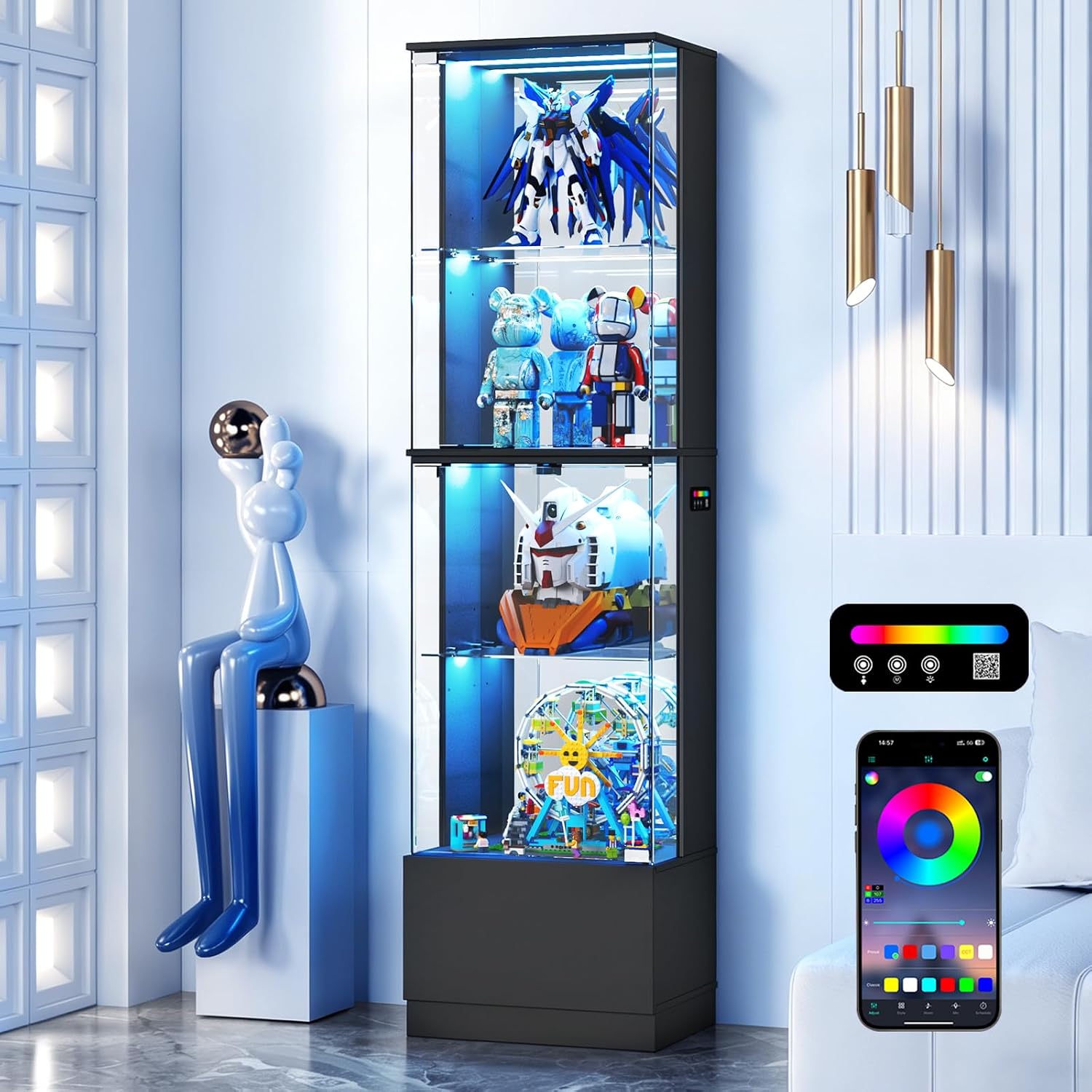 Black RGB Corner Display Cabinet