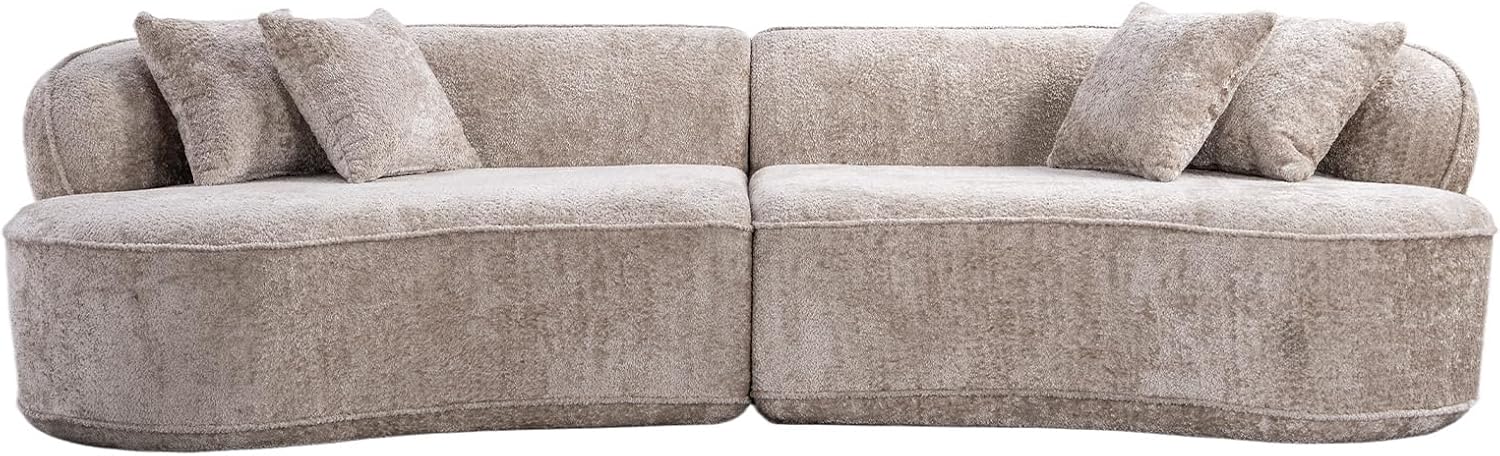 Camel Curved Boucle Modular Sofa