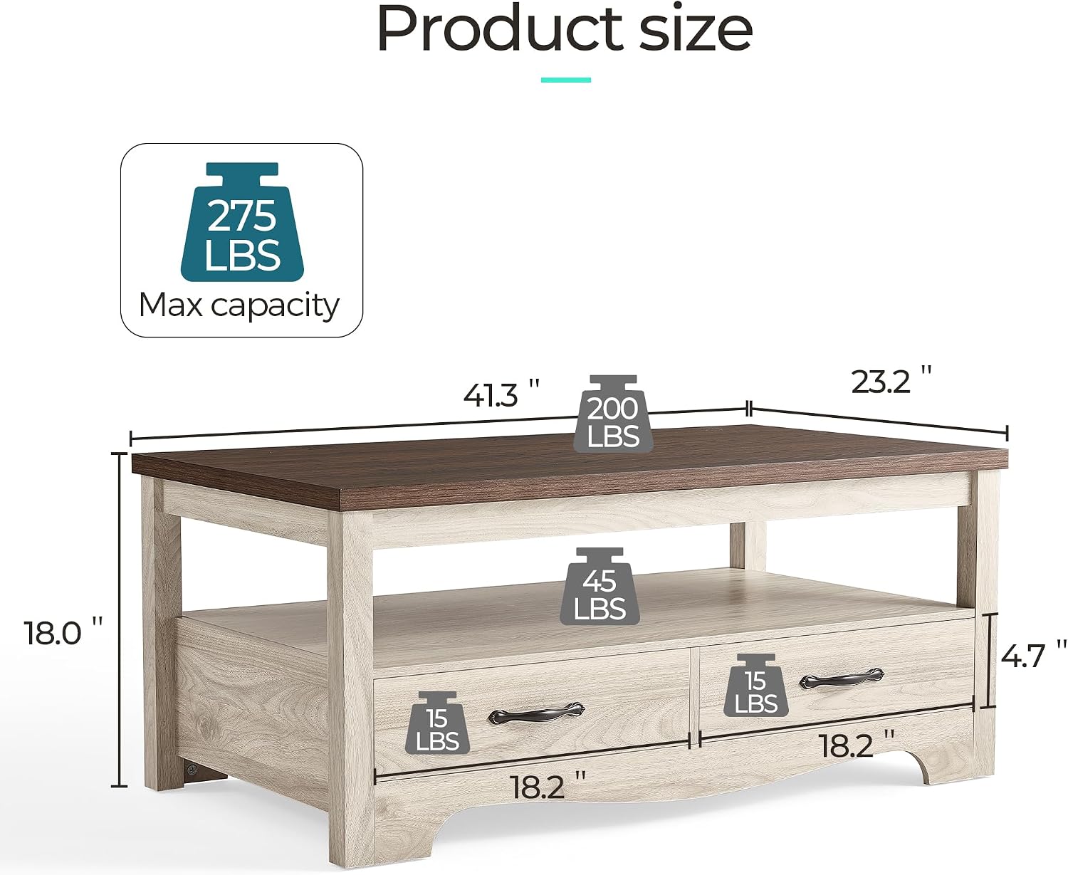 Oak Brown Farmhouse Storage Coffee Table