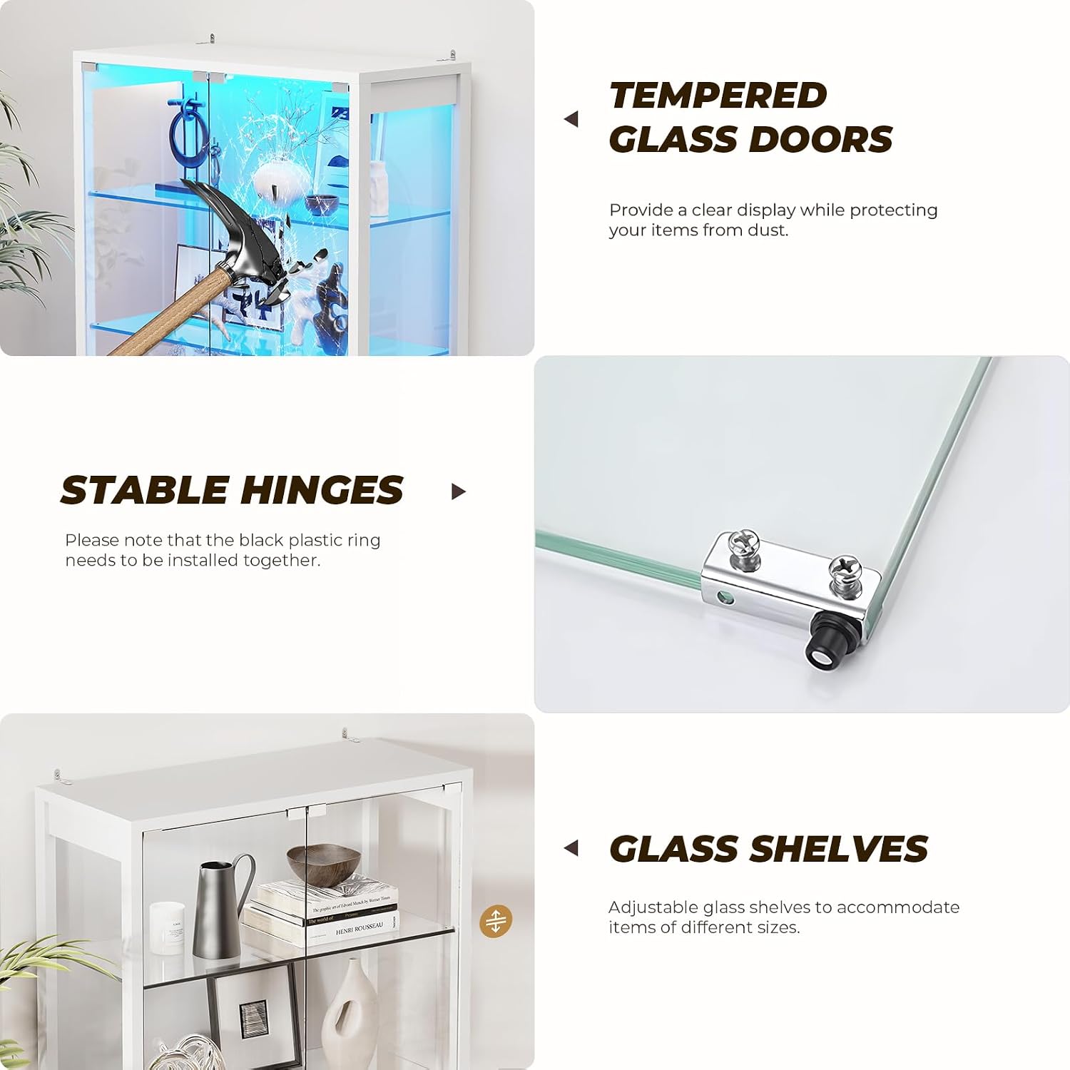White Sensor Light Glass Cabinet