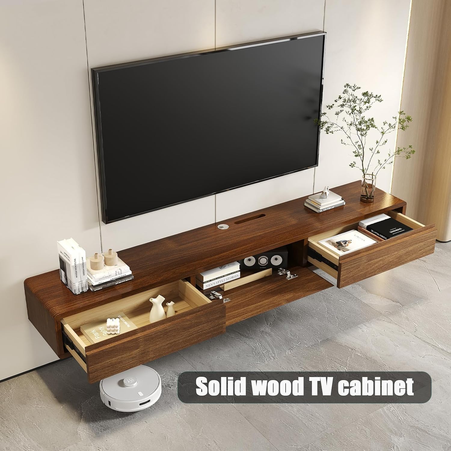 Walnut Minimalist Floating TV Stand