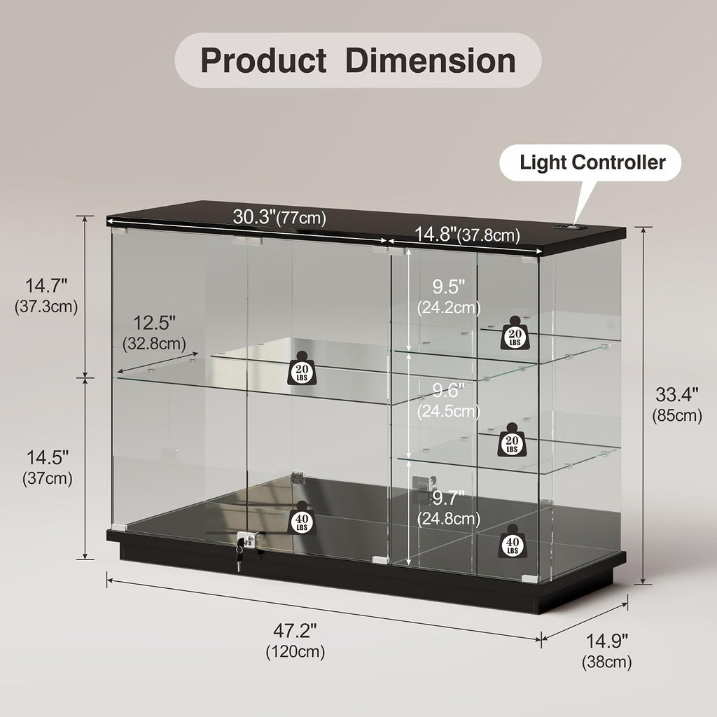 Black RGB Lock Sensor Display Cabinet