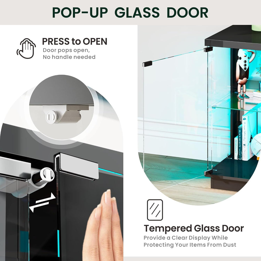 Black RGB Glass Display Cabinet