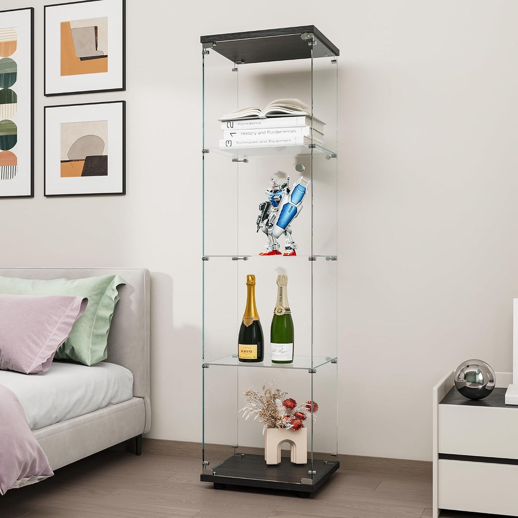Black Locked Glass Display Cabinet
