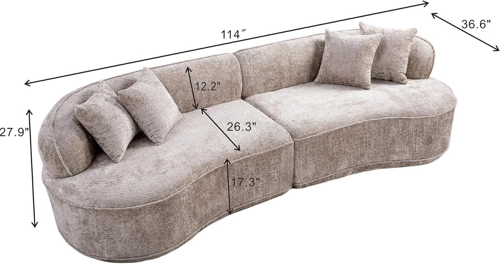 Camel Curved Boucle Modular Sofa