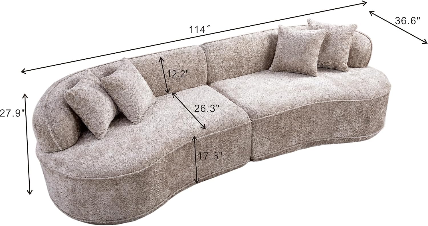 Camel Curved Boucle Modular Sofa