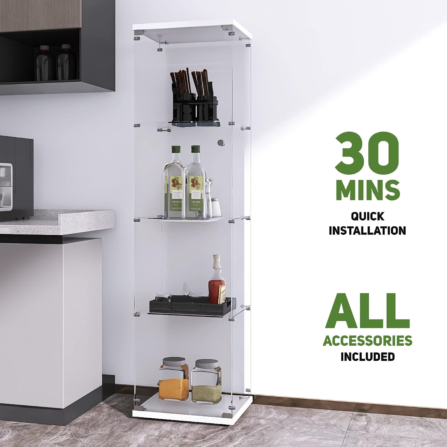 White Glass Display Curio Cabinet