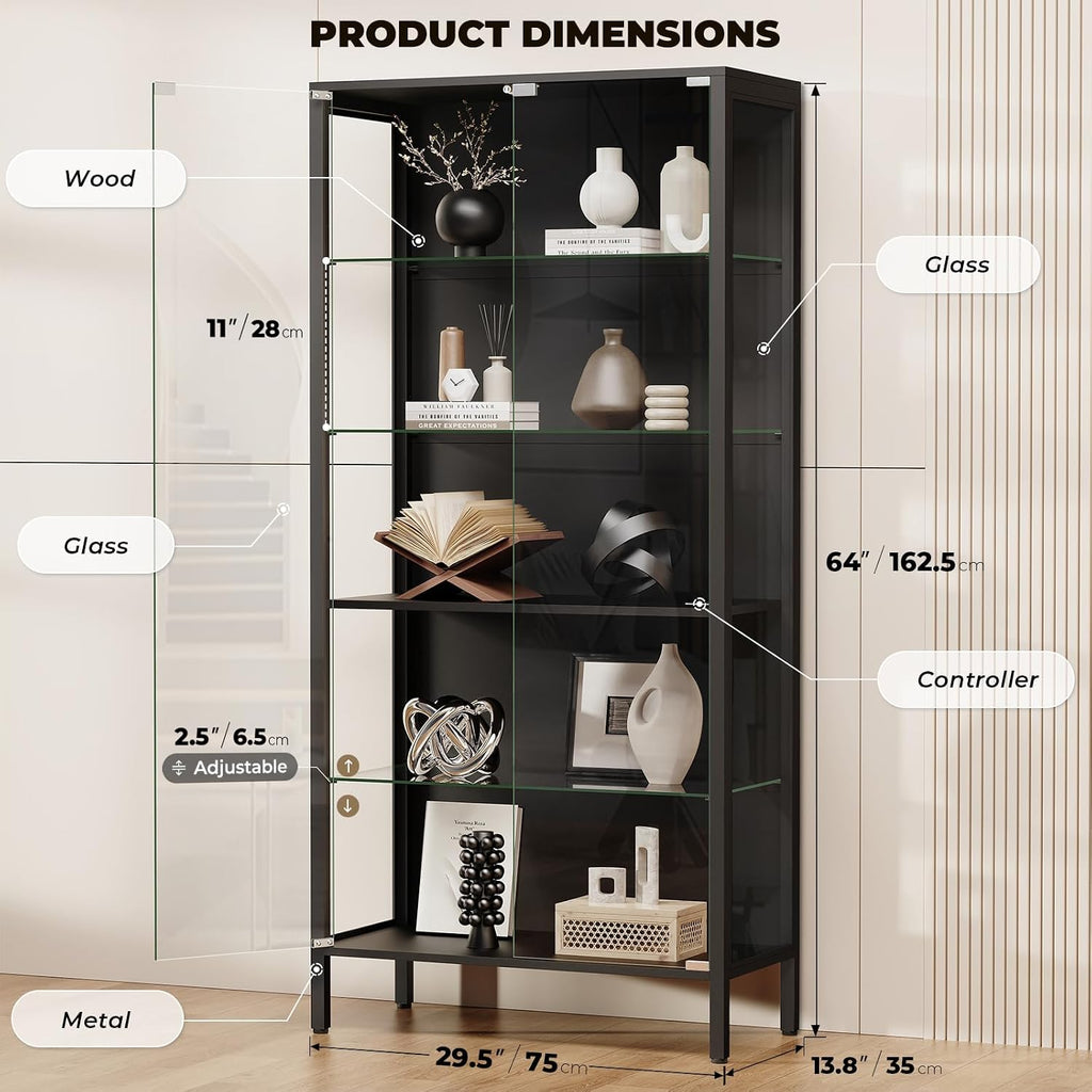 Black Light Sensor Glass Cabinet