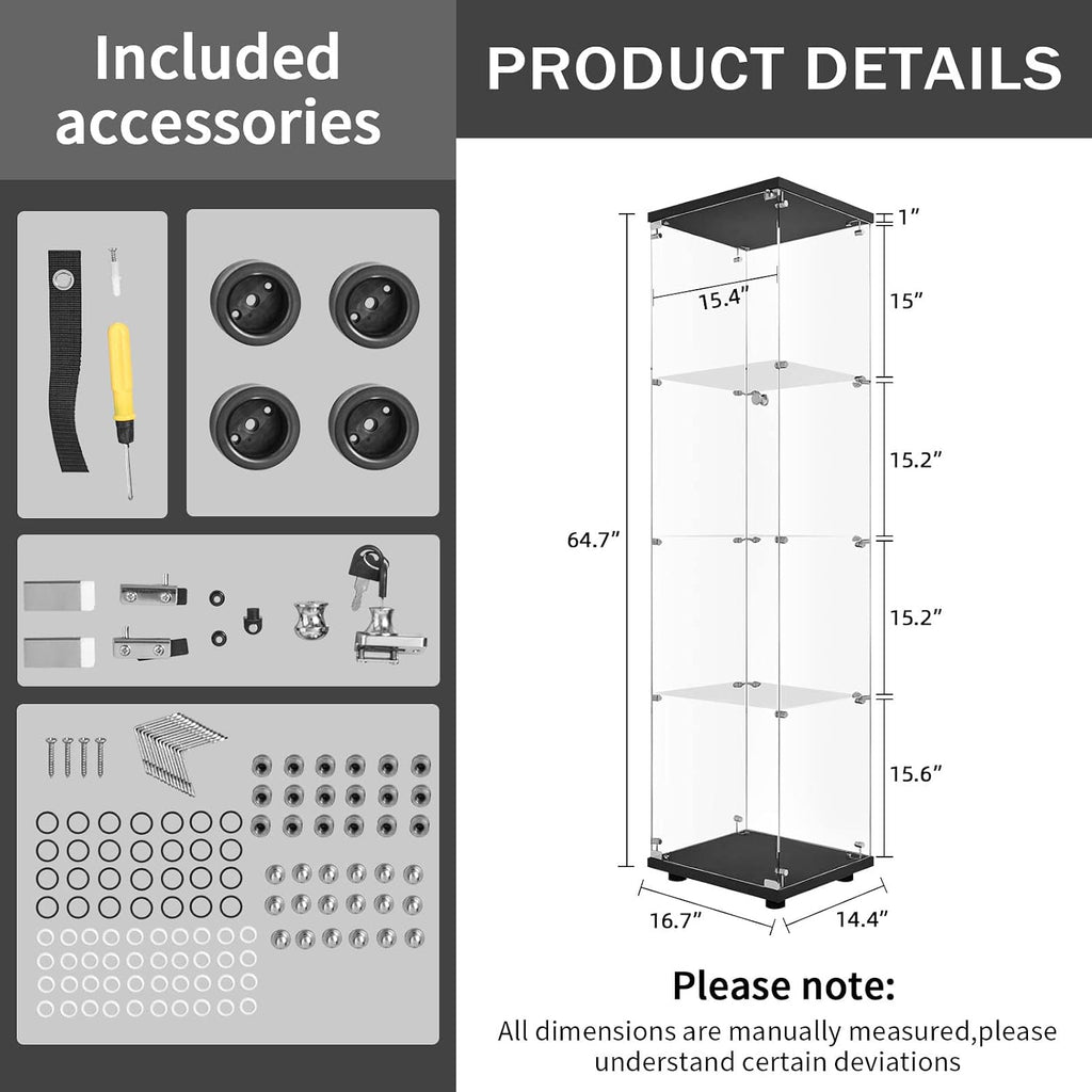Black Lock Glass Display Cabinet