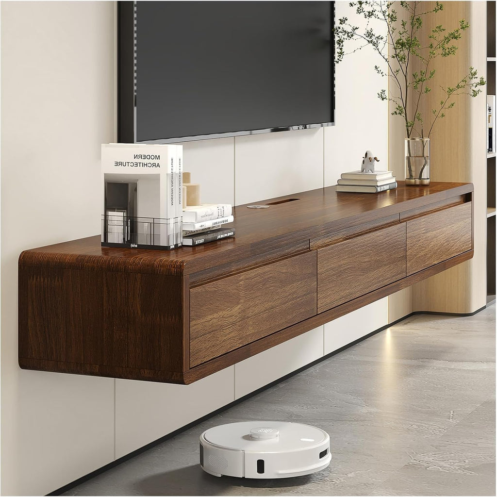 Walnut Minimalist Floating TV Stand