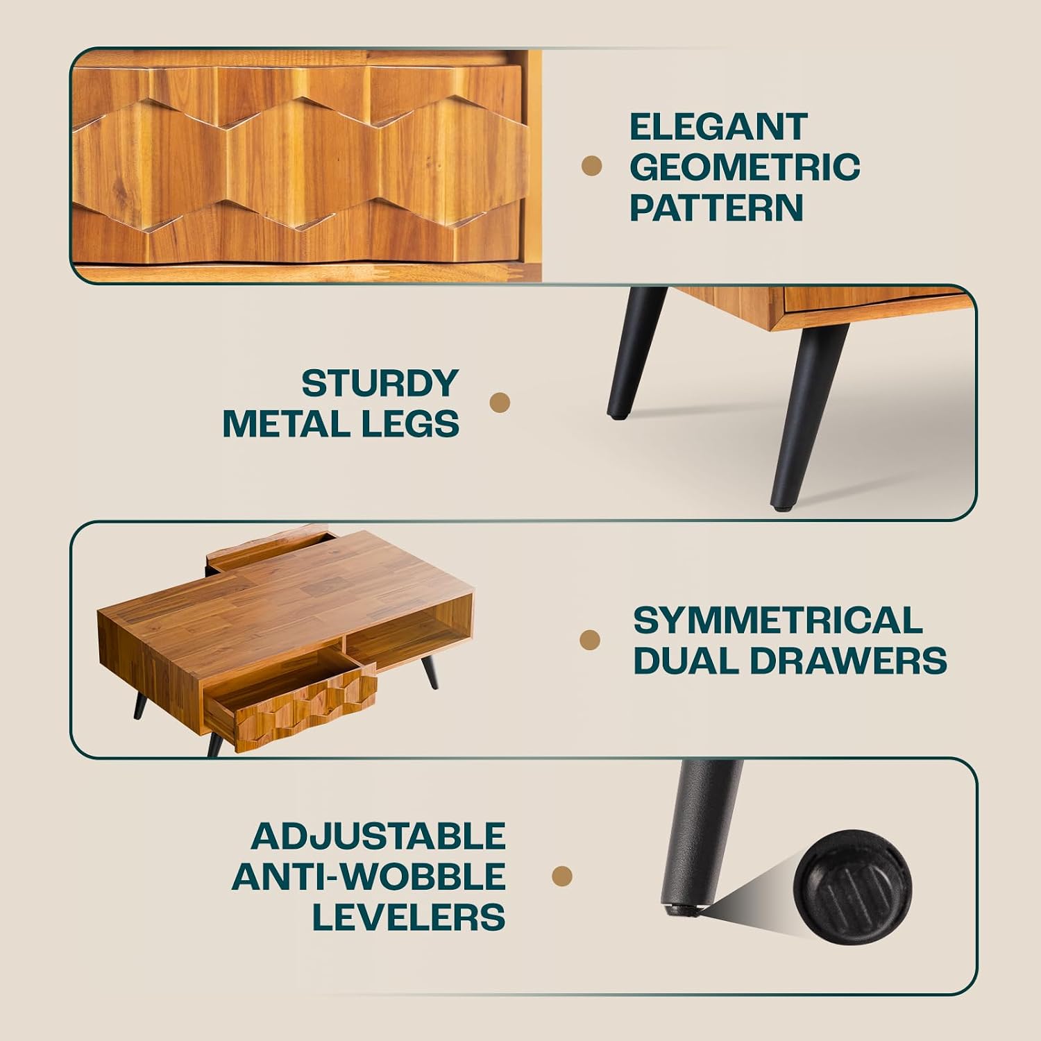 Teak Wood Storage Coffee Table