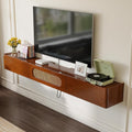Walnut Rattan Floating TV Stand