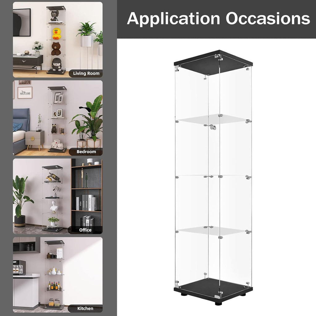 Black Lock Glass Display Cabinet