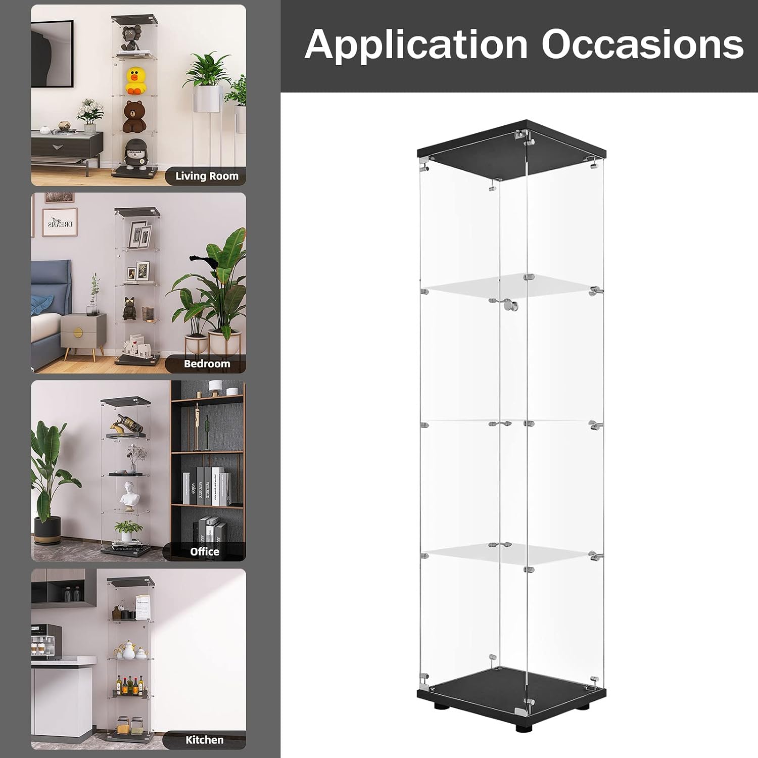 Black Lock Glass Display Cabinet