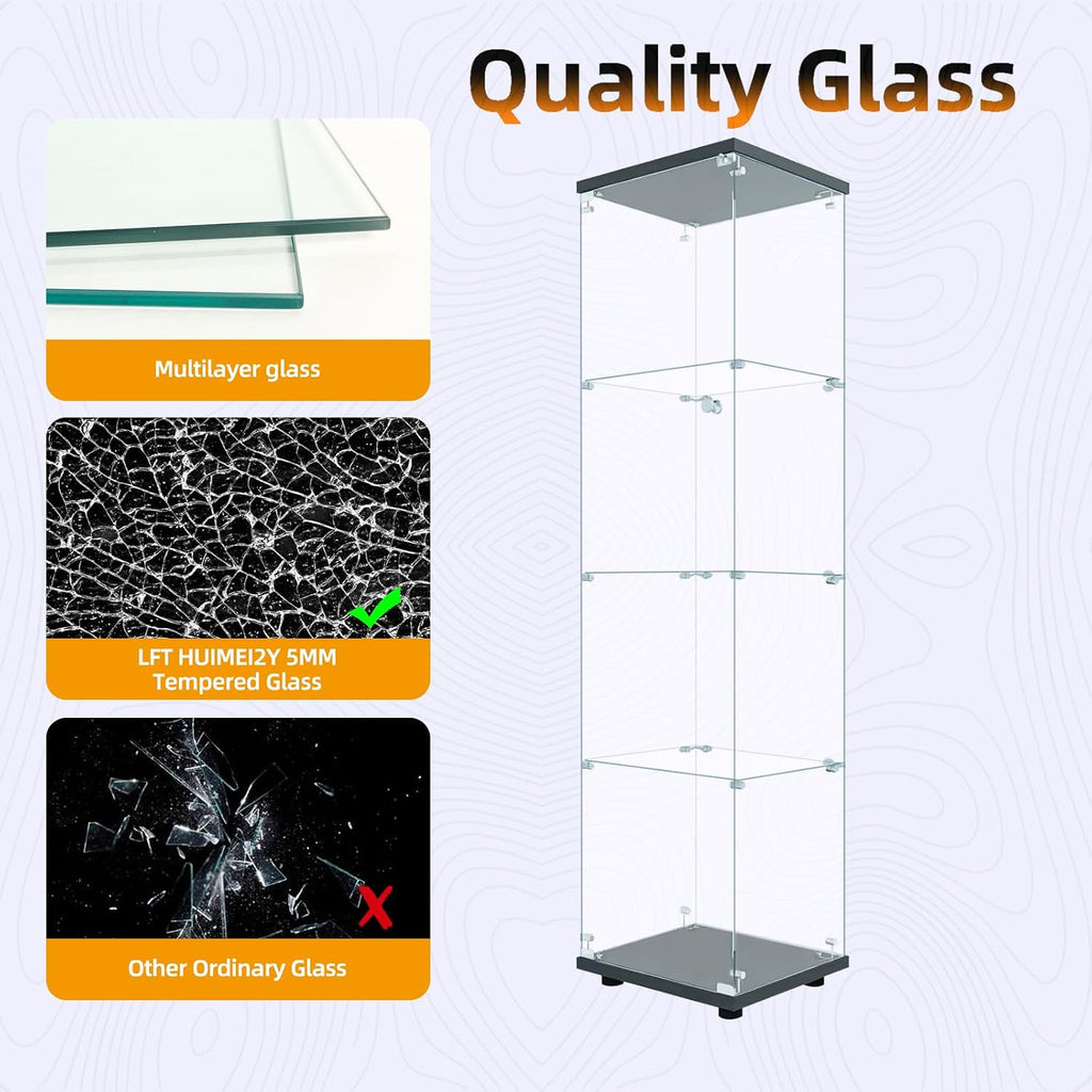 Black Lock Glass Display Cabinet
