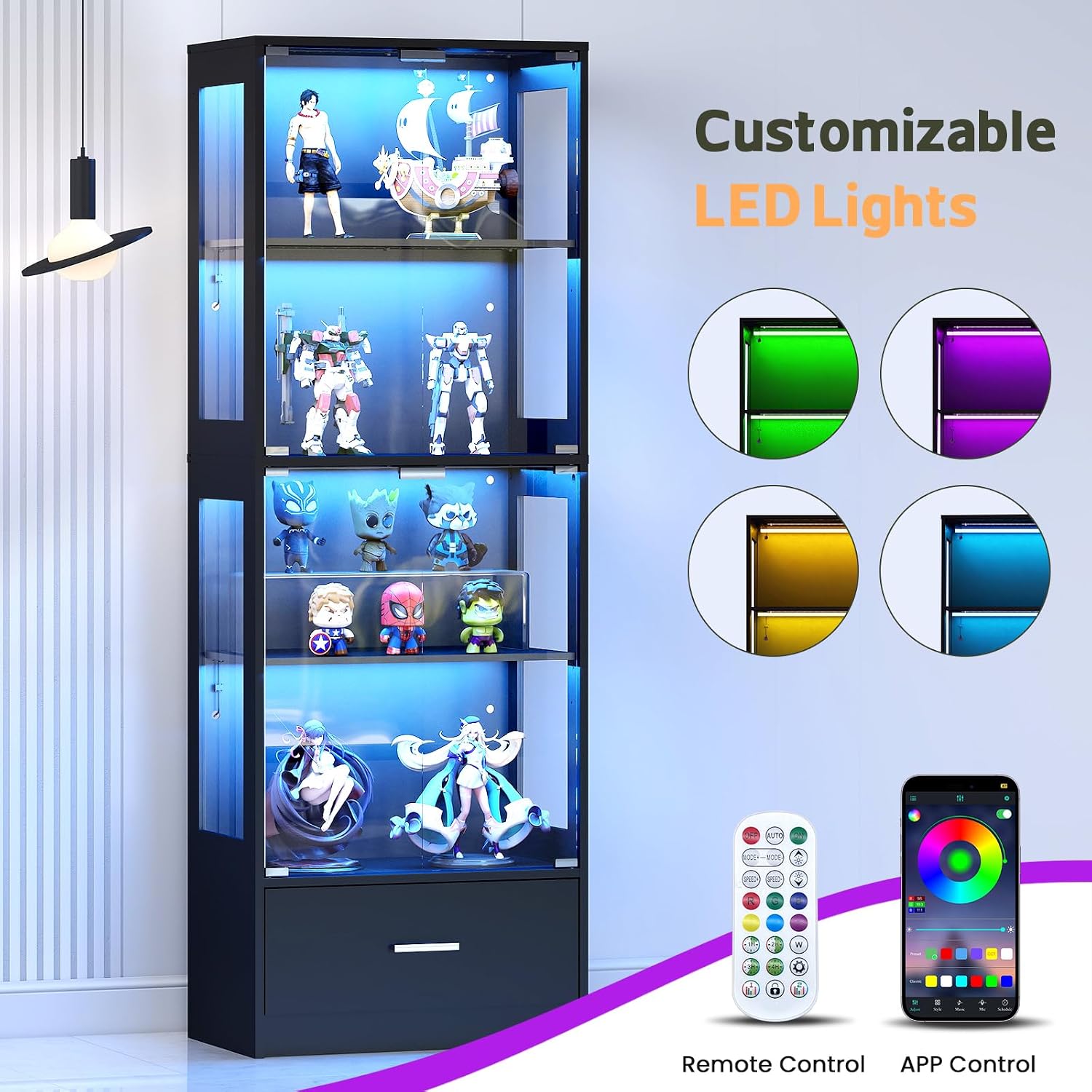 Black RGB Glass Display Cabinet