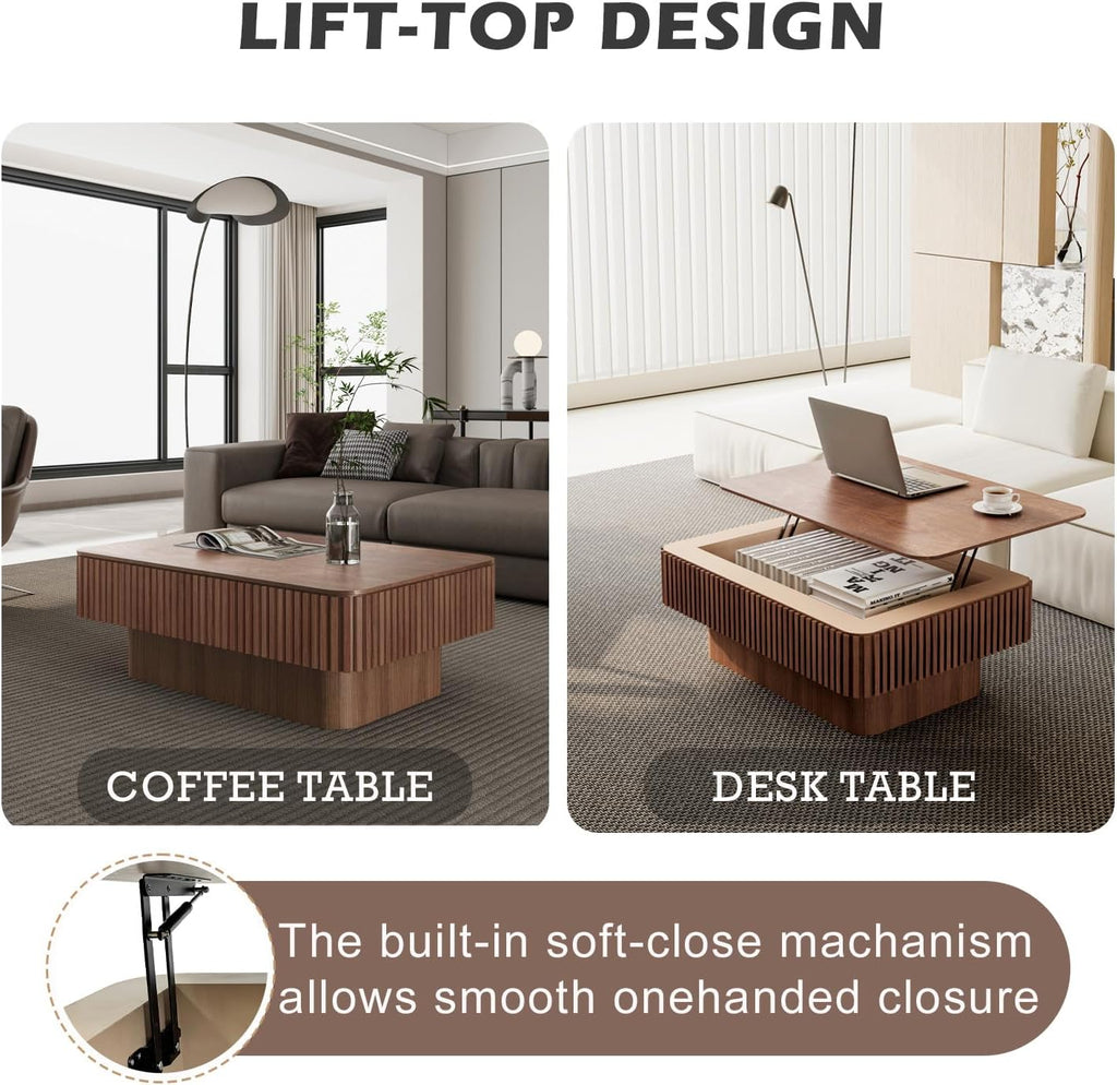 Fluted Lift Top Storage Coffee Table