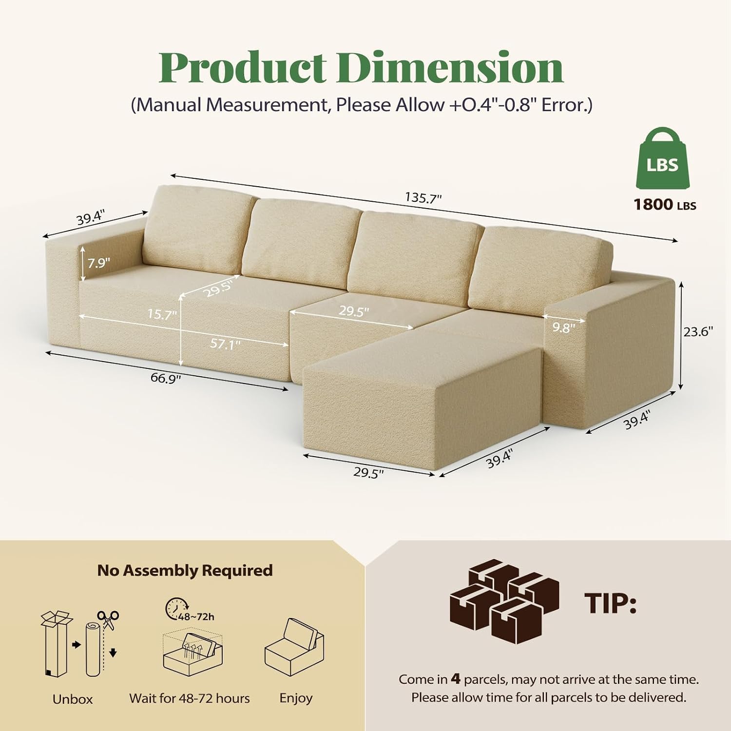 Beige Teddy Boucle Cloud Sectional