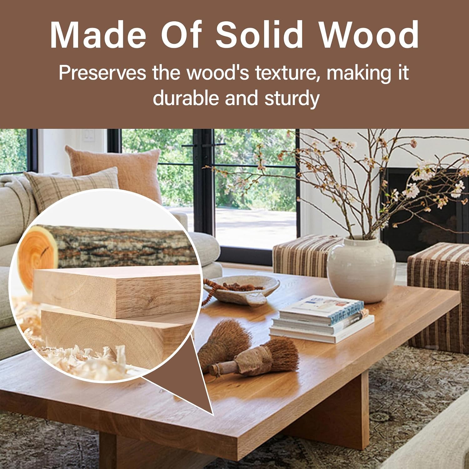 Rustic Square Solid Wood Coffee Table