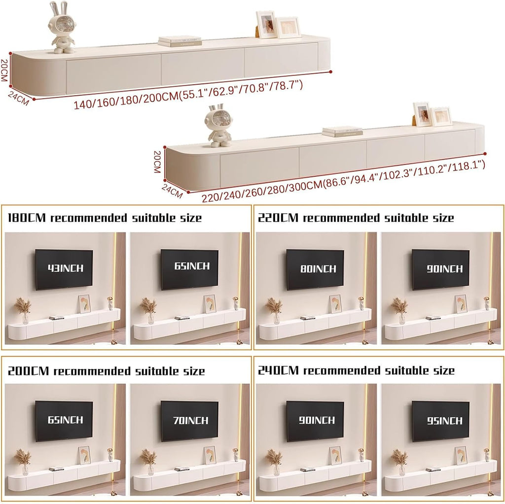 White Floating Wood TV Stand