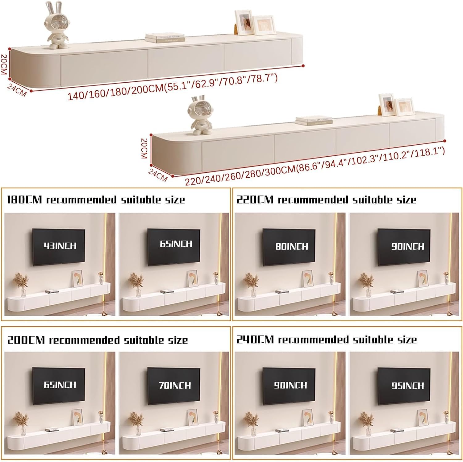 White Floating Wood TV Stand