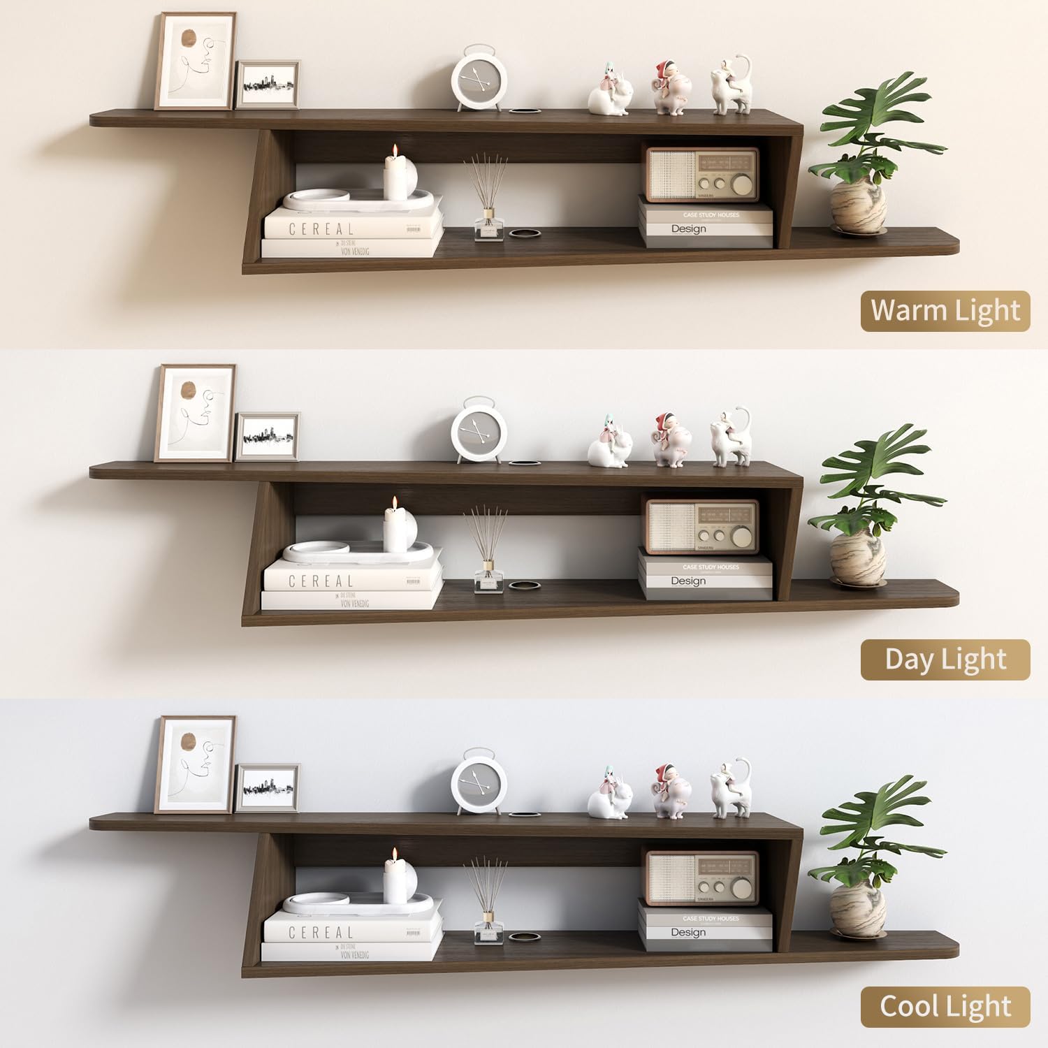 Walnut Asymmetrical Floating TV Stand
