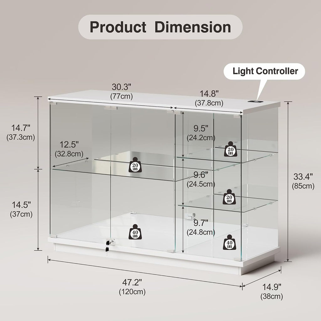 White RGB Sensor Lock Display Cabinet