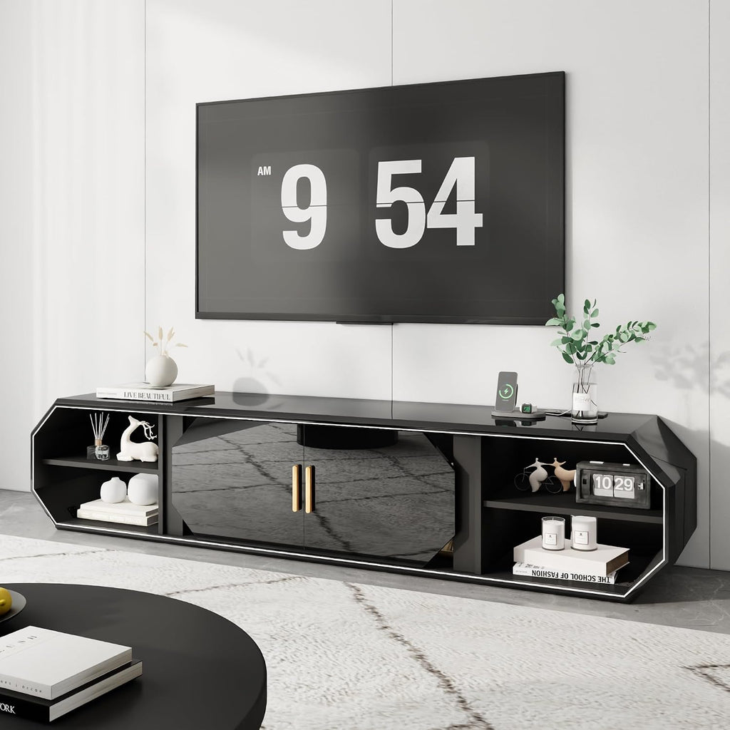 Gloss Floating TV Stand With Charging Station