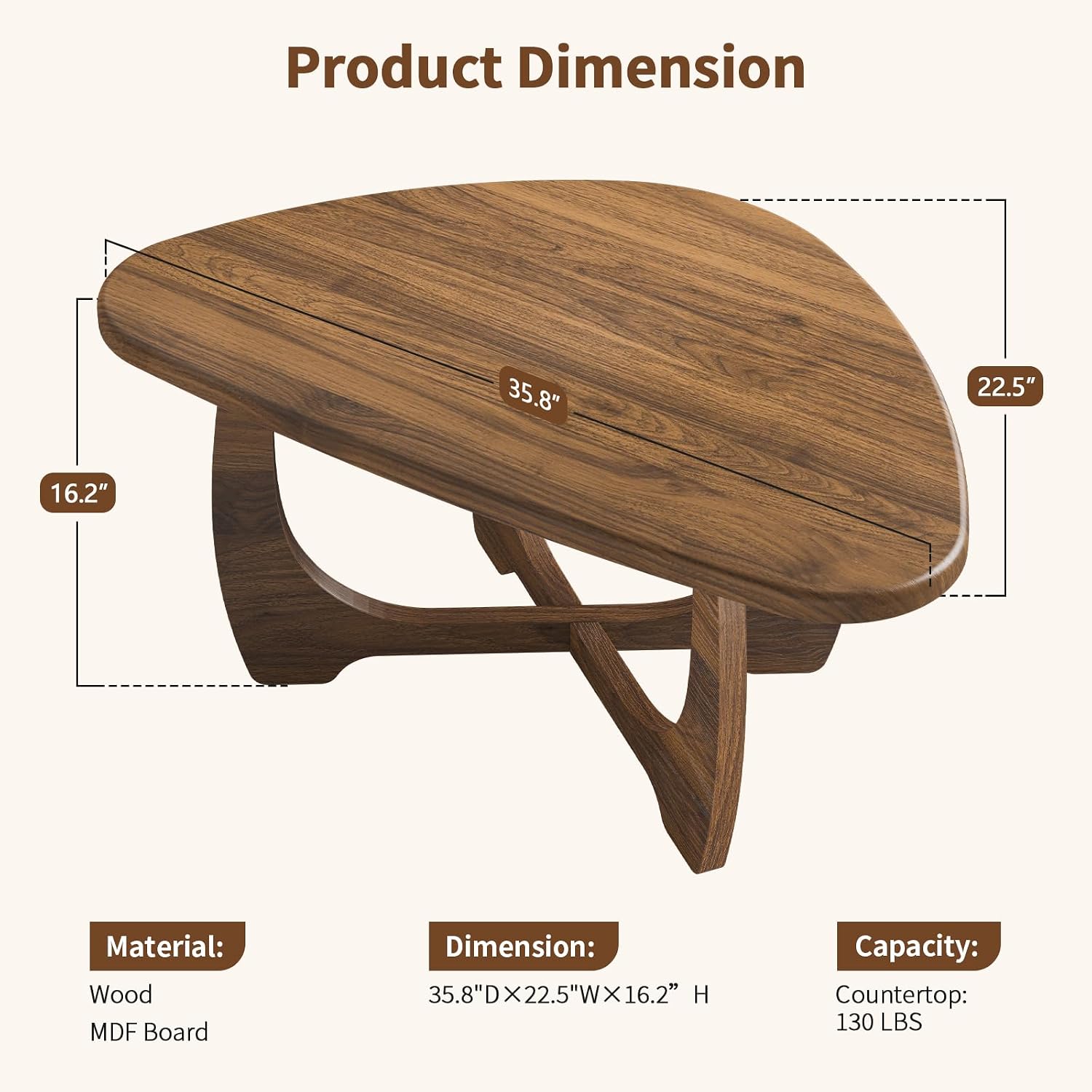 Walnut Oval Modern Coffee Table
