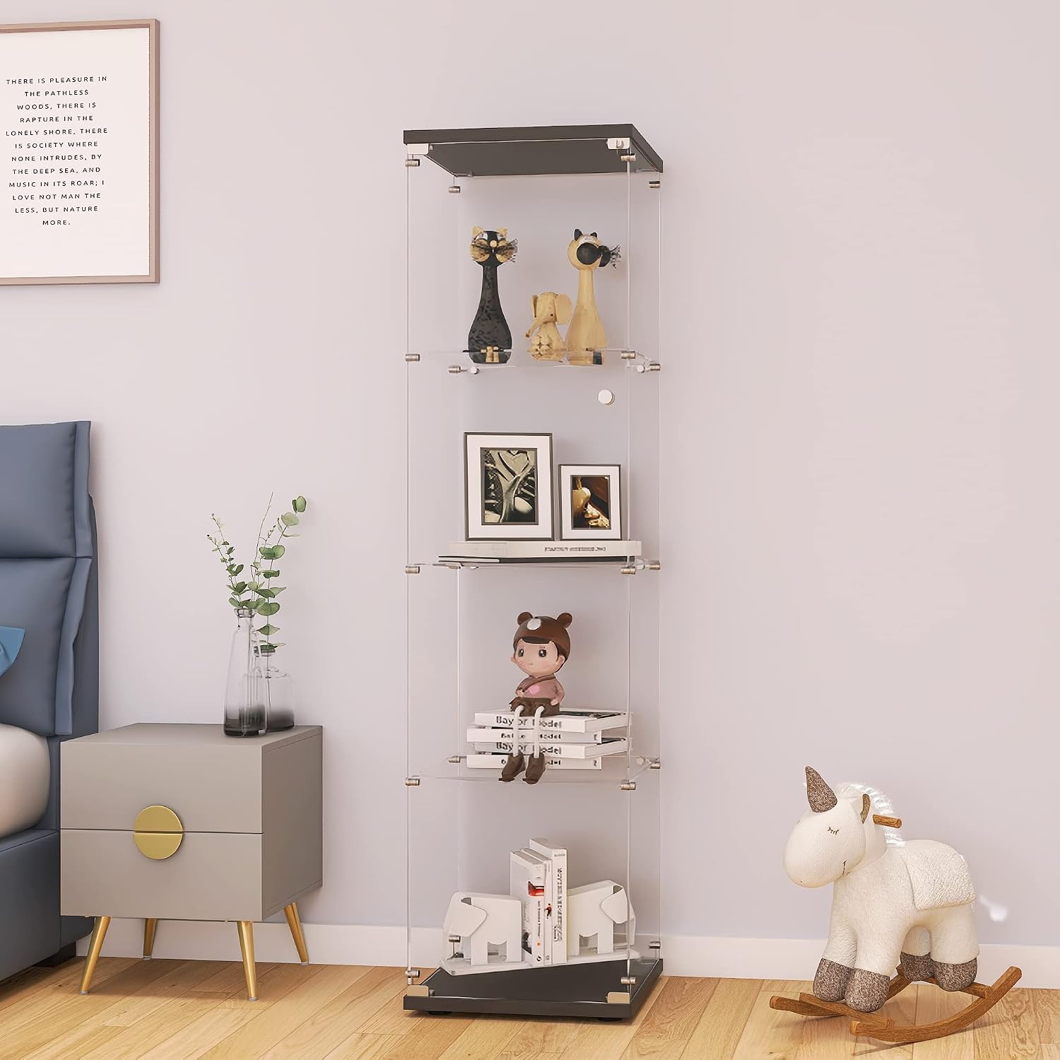Black Lock Glass Display Cabinet