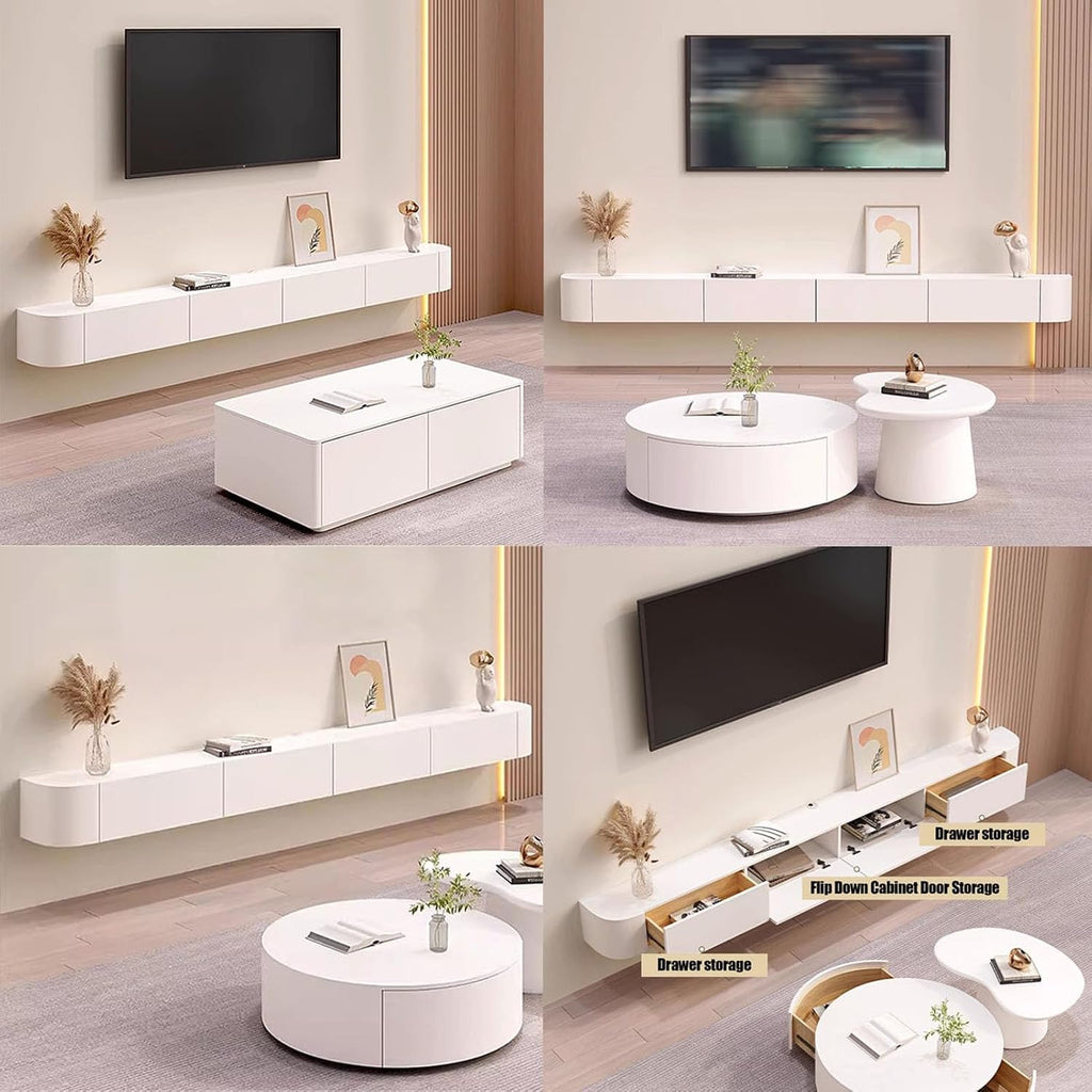 White Floating Wood TV Stand