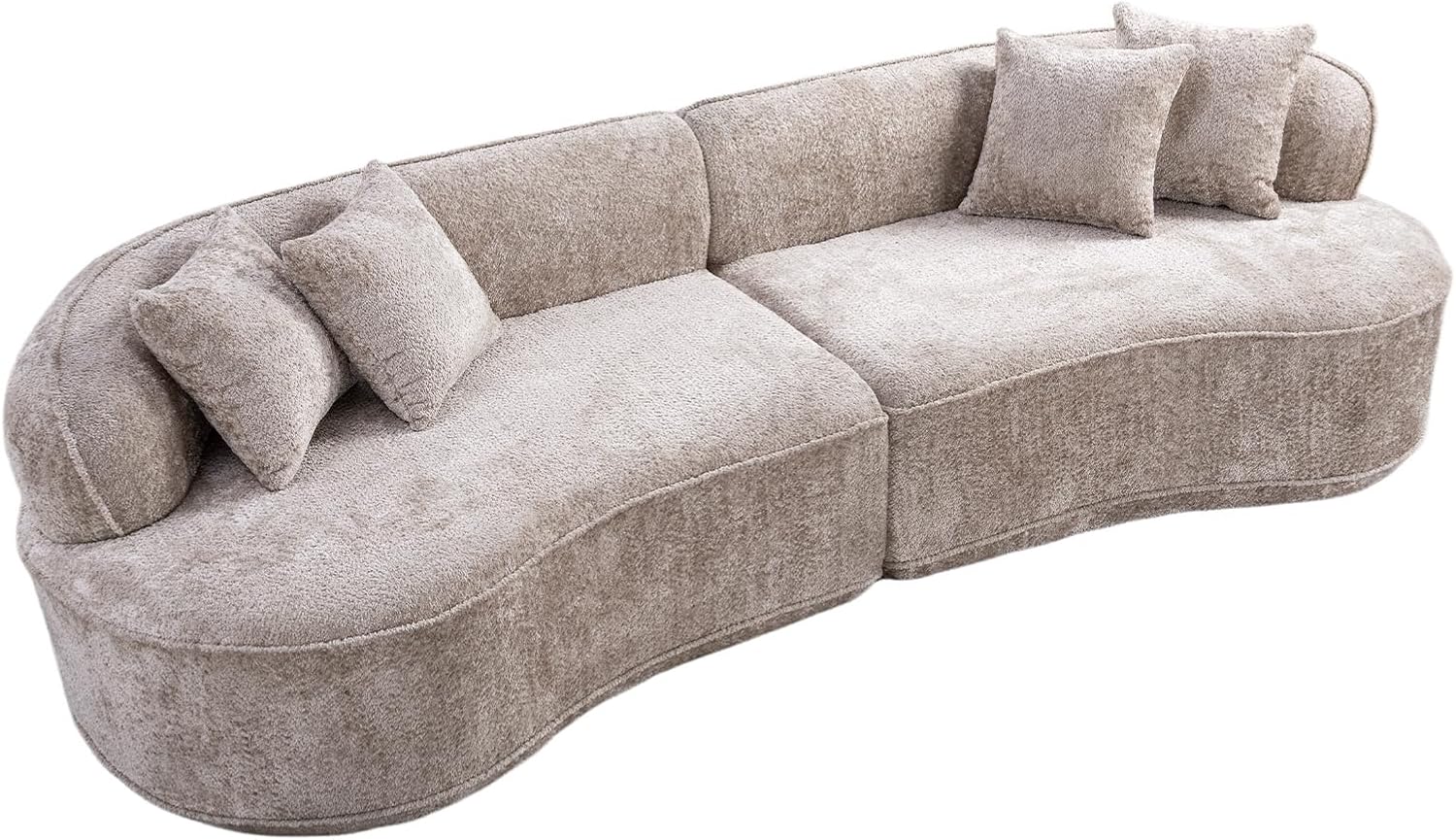 Camel Curved Boucle Modular Sofa