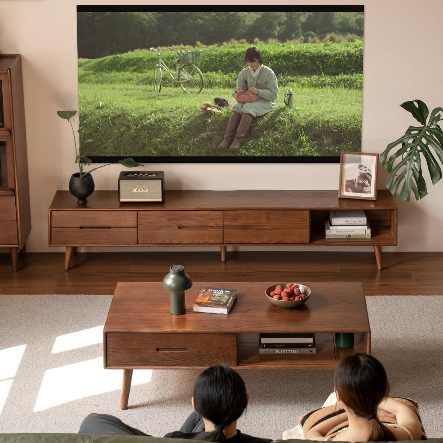 Oak Walnut Solid Wood Storage Coffee Table