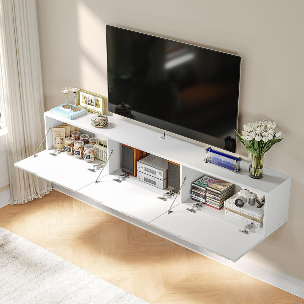 White Floating Storage TV Stand